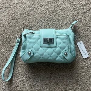 Charming Charlie Aqua Quilted Wristlet